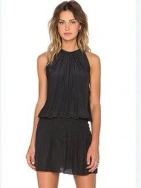 Ramy Brook Paris Sleeveless Drop Waisted Mini Dress in Black